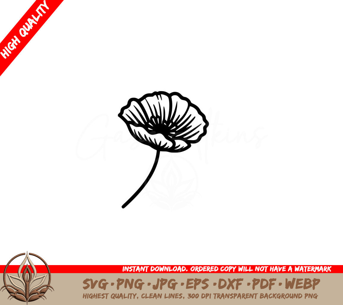 Poppy in Bloom SVG Cut File Design Download 
