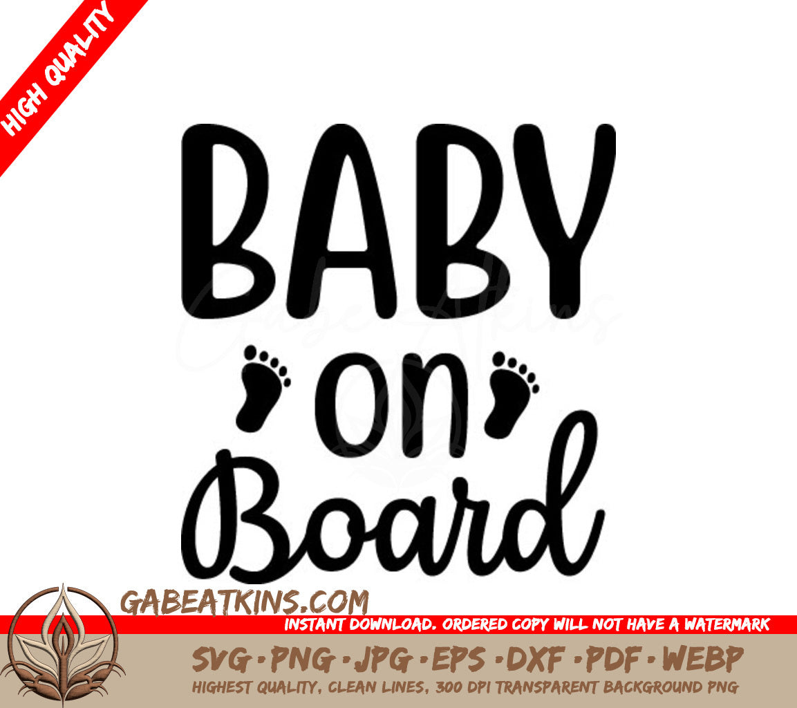  Baby On Board Sign with Footprints SVG SVG