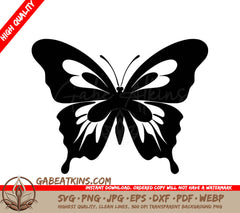 Pretty Butterfly SVG - A Black And White Butterfly On A White Background