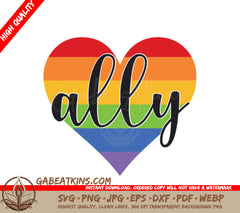 Rainbow Heart Ally SVG - Pride Graphics SVG