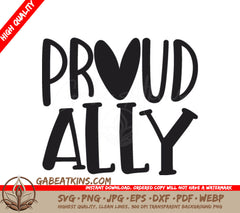  Proud Ally Heart Design SVG - Pride Graphics SVG