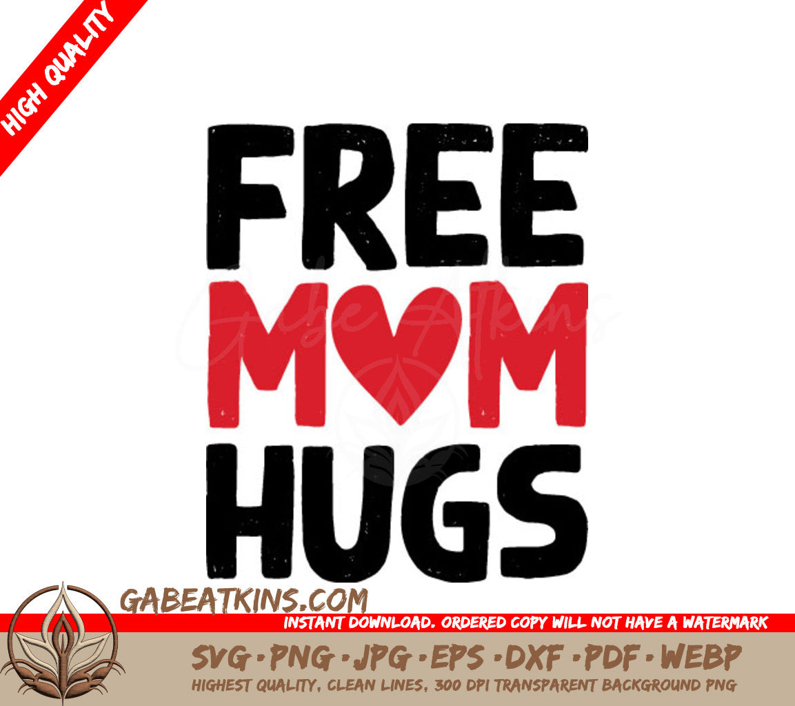 Free Mom Hugs SVG with Red Heart - Pride Design SVG