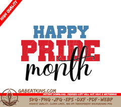 Happy Pride Month Red, White & Blue SVG Design SVG