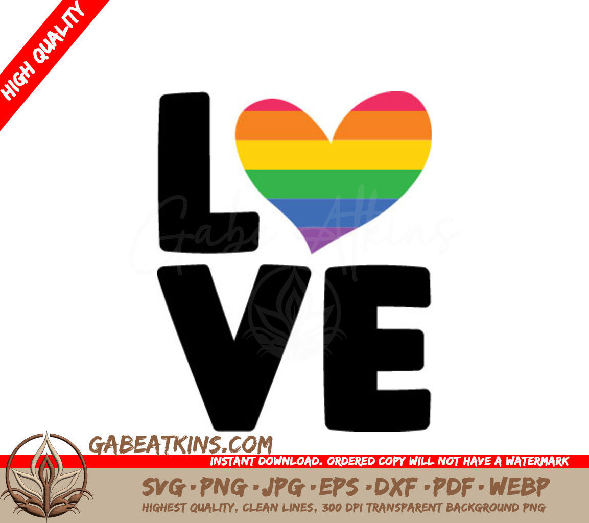 Rainbow Heart Love SVG - Pride Month Design SVG