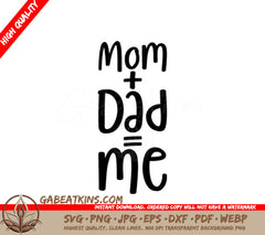 Mom & Dad & Me Silhouette SVG - Pride Family Design SVG