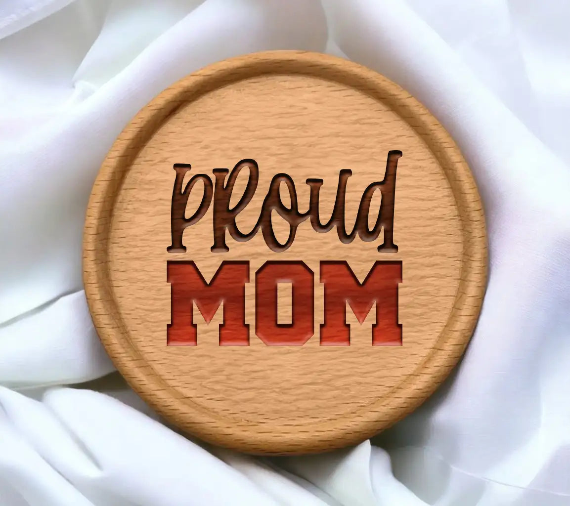 Proud Mom SVG - Black & Red Text on White Background SVG