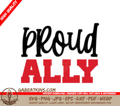 Black & Red Proud Ally Design SVG - Pride Month Design SVG