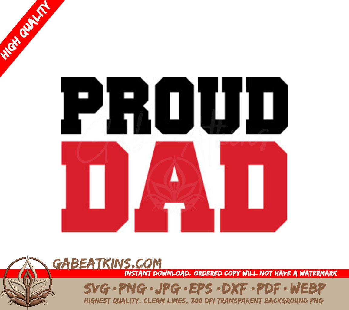 Red & Black Proud Dad SVG Design - White Background SVG