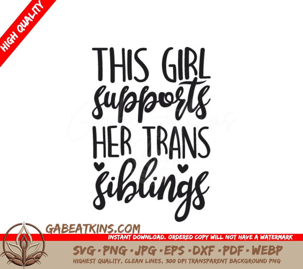 Trans Sibling Support - Pride Heart SVG SVG