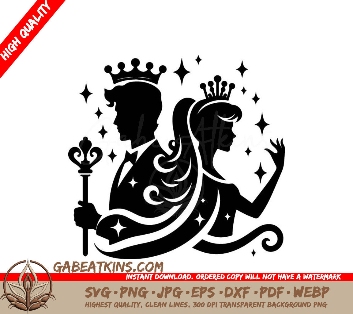  Prince & Princess Silhouette SVG - Vector Illustration SVG