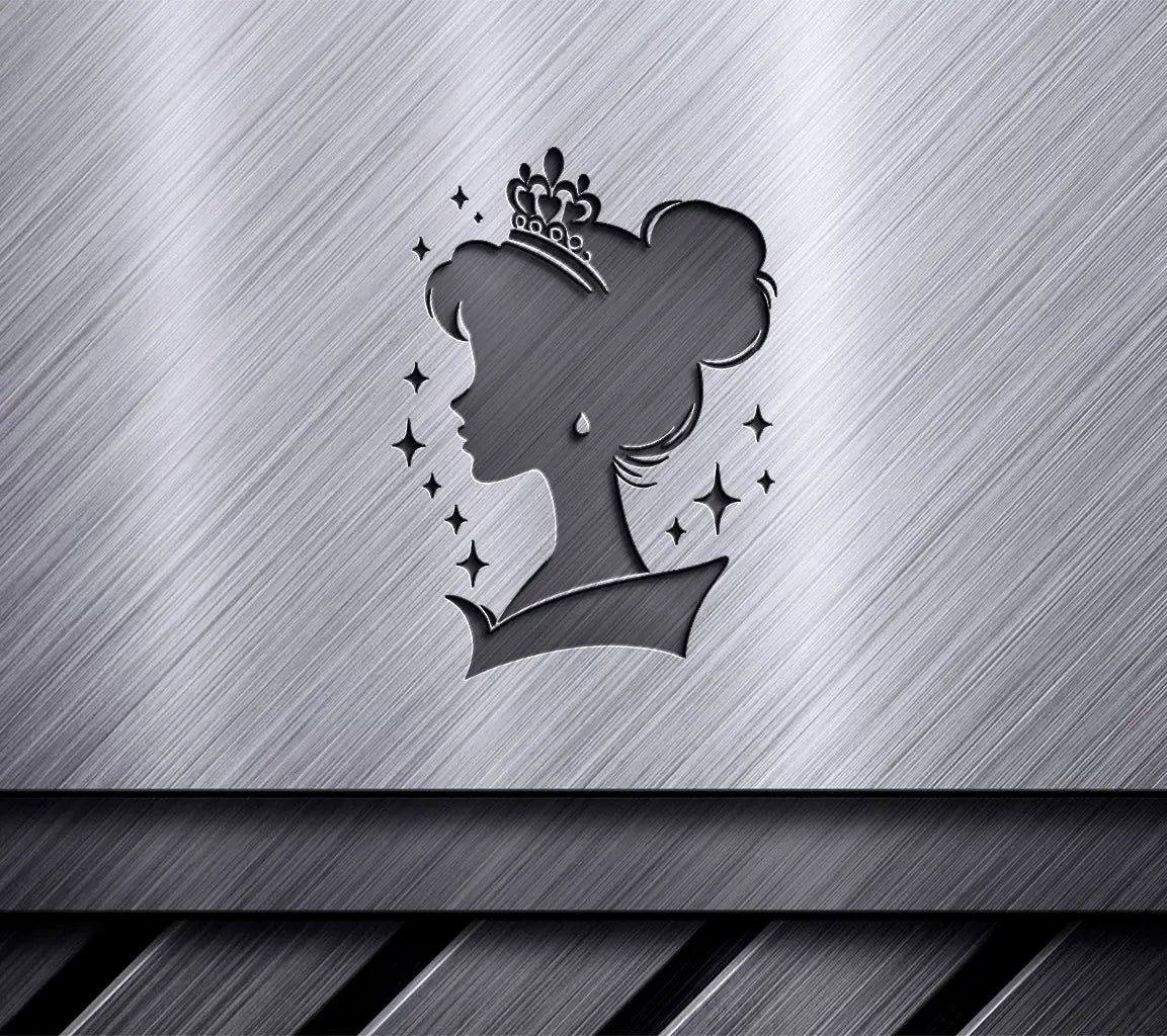 Princess Profile Silhouette SVG Crown & Earrings Vector Design SVG