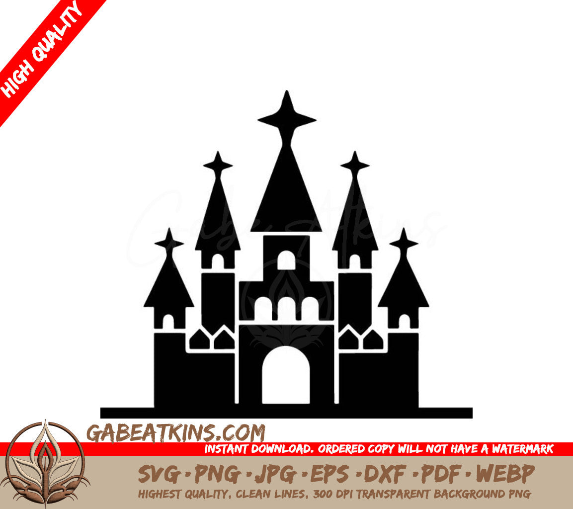  Castle Silhouette SVG with Star - Princess Vector Illustration SVG