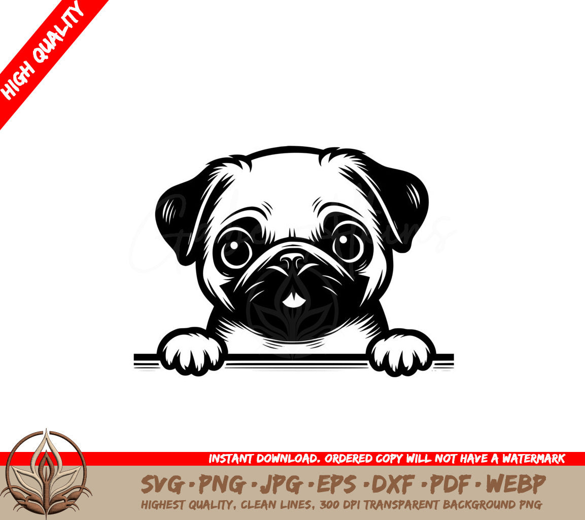 Pug Peeking SVG PNG JPG AI PDF DXF EPS  WebP - Digital Download  
