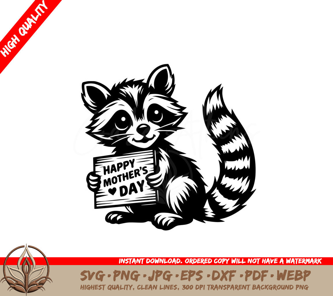 Raccoon Mothers Day SVG PNG JPG AI PDF DXF EPS and WebP Digital Download 
