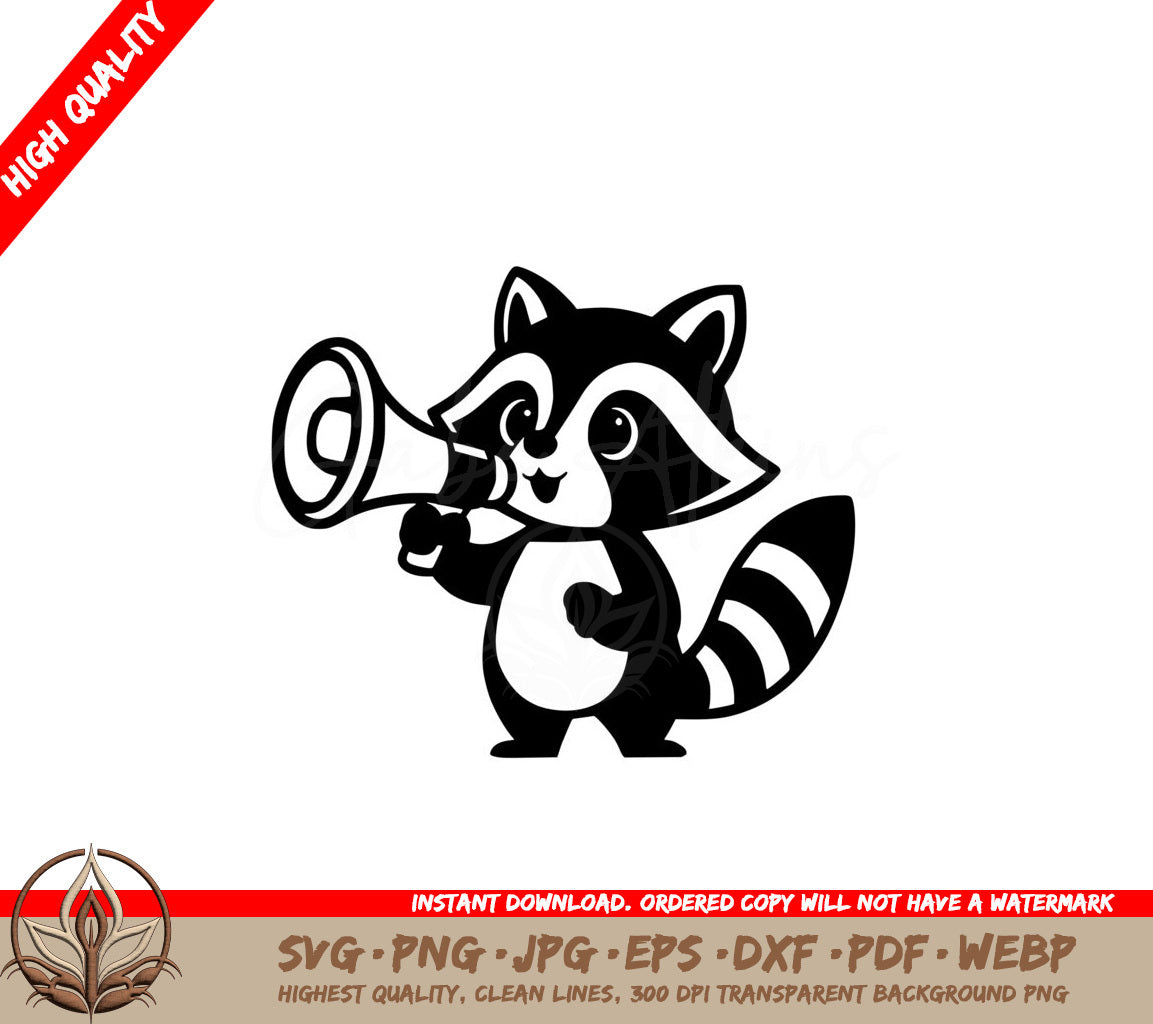 Raccoon Speaker Shout SVG Cut File  Printable Vector Art  
