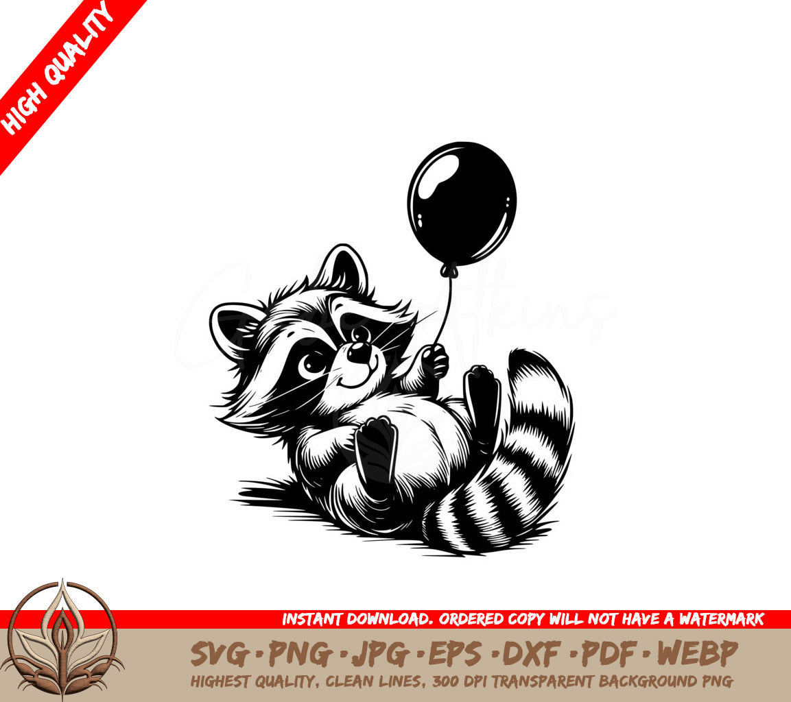 Raccoons Balloon Fun SVG PNG JPG AI PDF DXF EPS  WebP 
