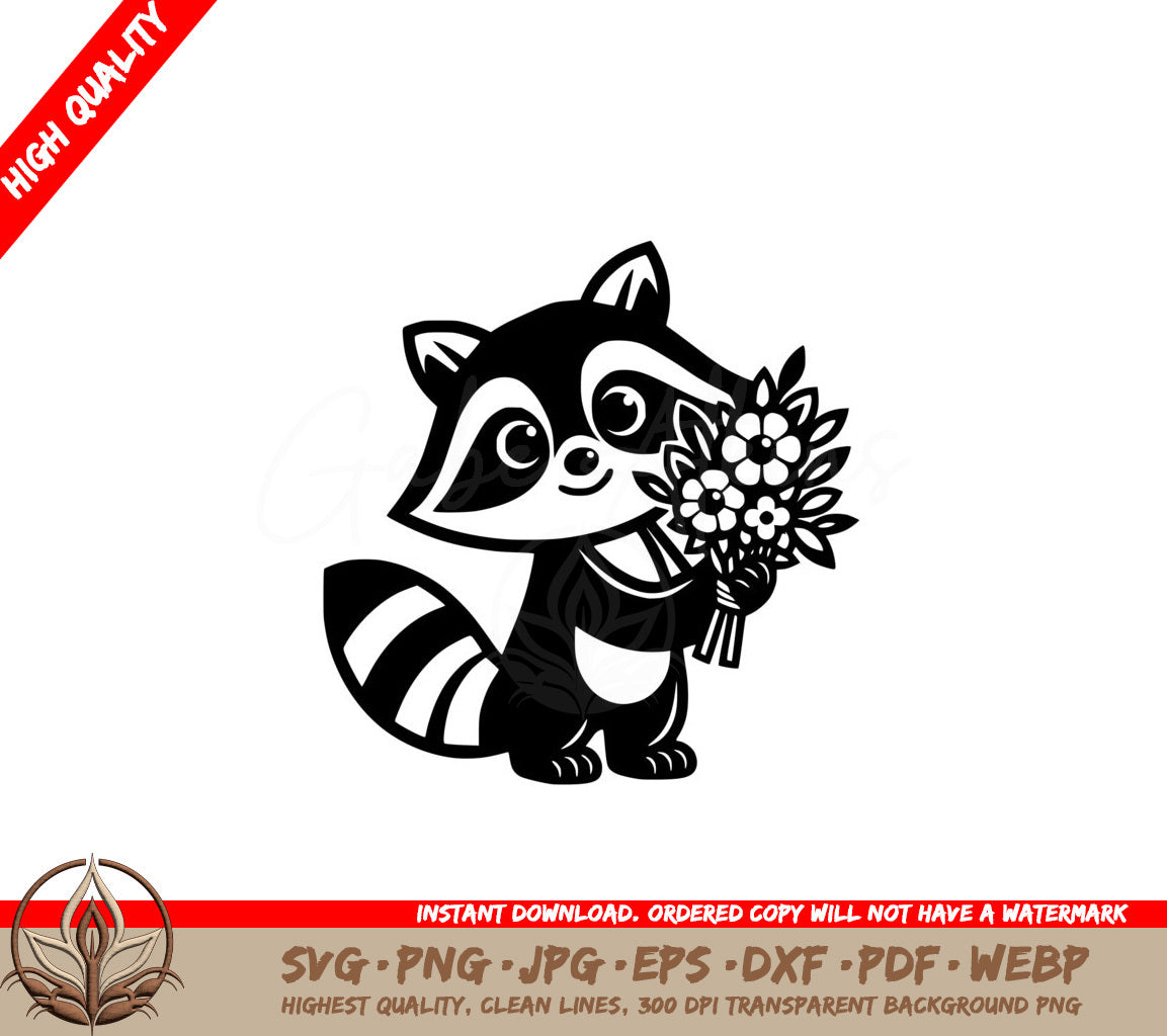 Raccoons Blossom Surprise SVG PNG JPG AI PDF DXF EPS and WebP 
