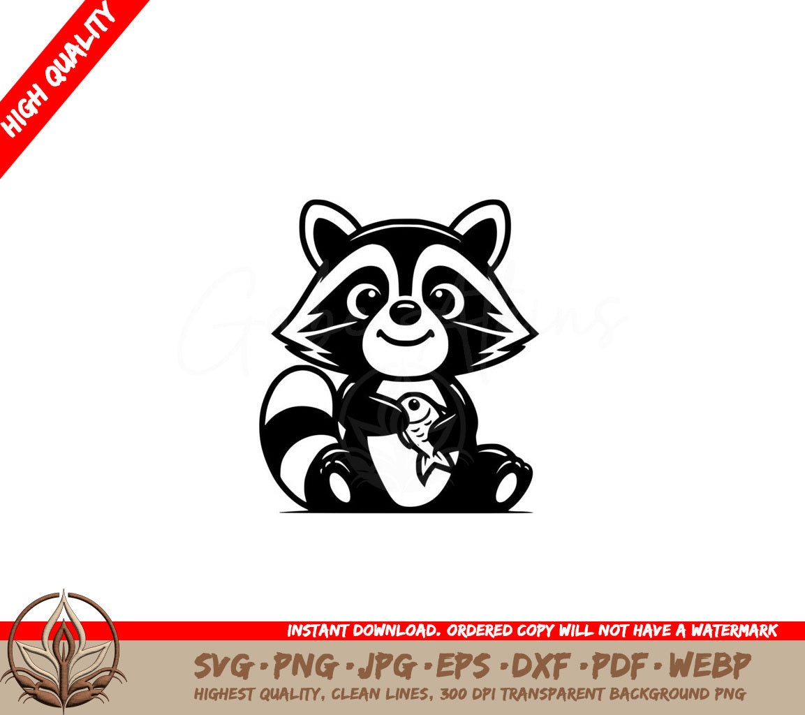 Raccoons Fish Catch SVG - Digital Download 
