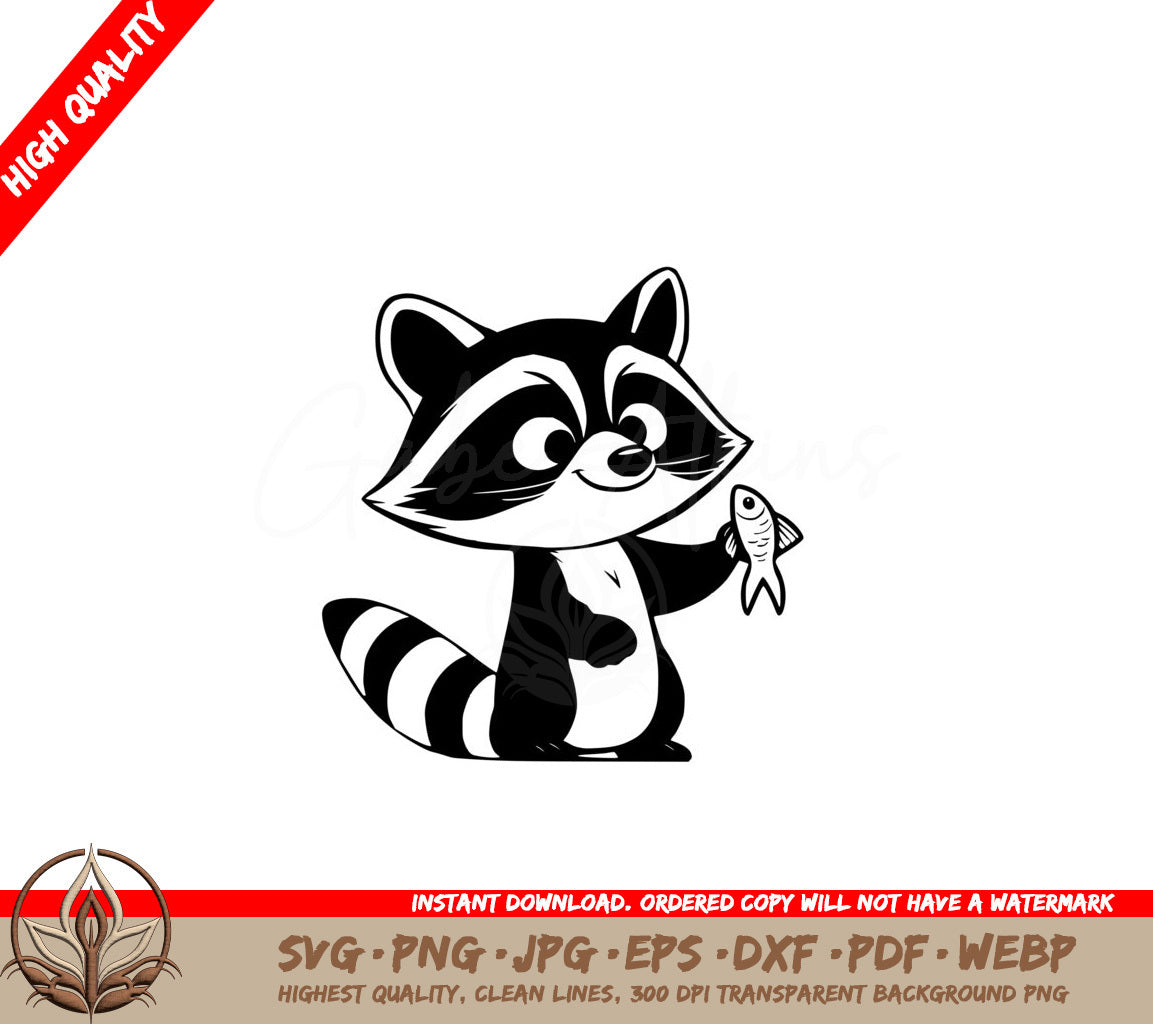 Raccoons Fresh Catch SVG Cut File - Digital Download 
