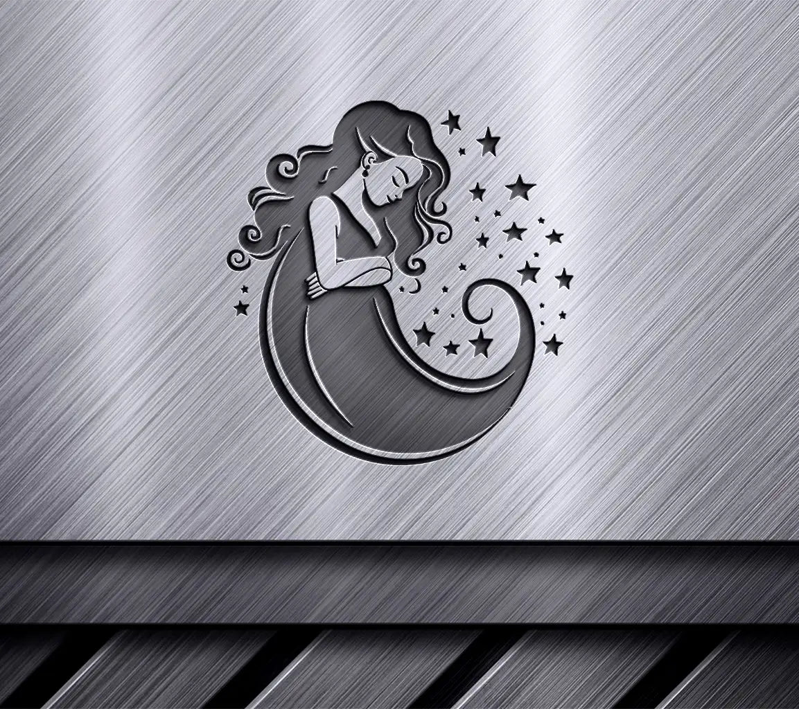 Smiling Pregnant Woman Crescent Moon SVG - Blessed Bump Vector Icon SVG