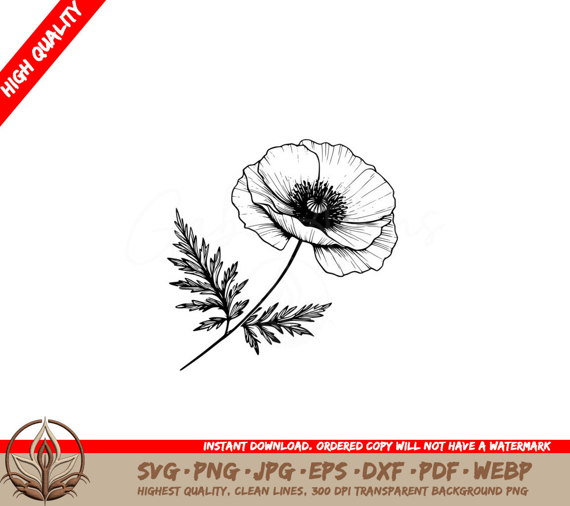 Radiant Poppy SVG Cut File Design Download