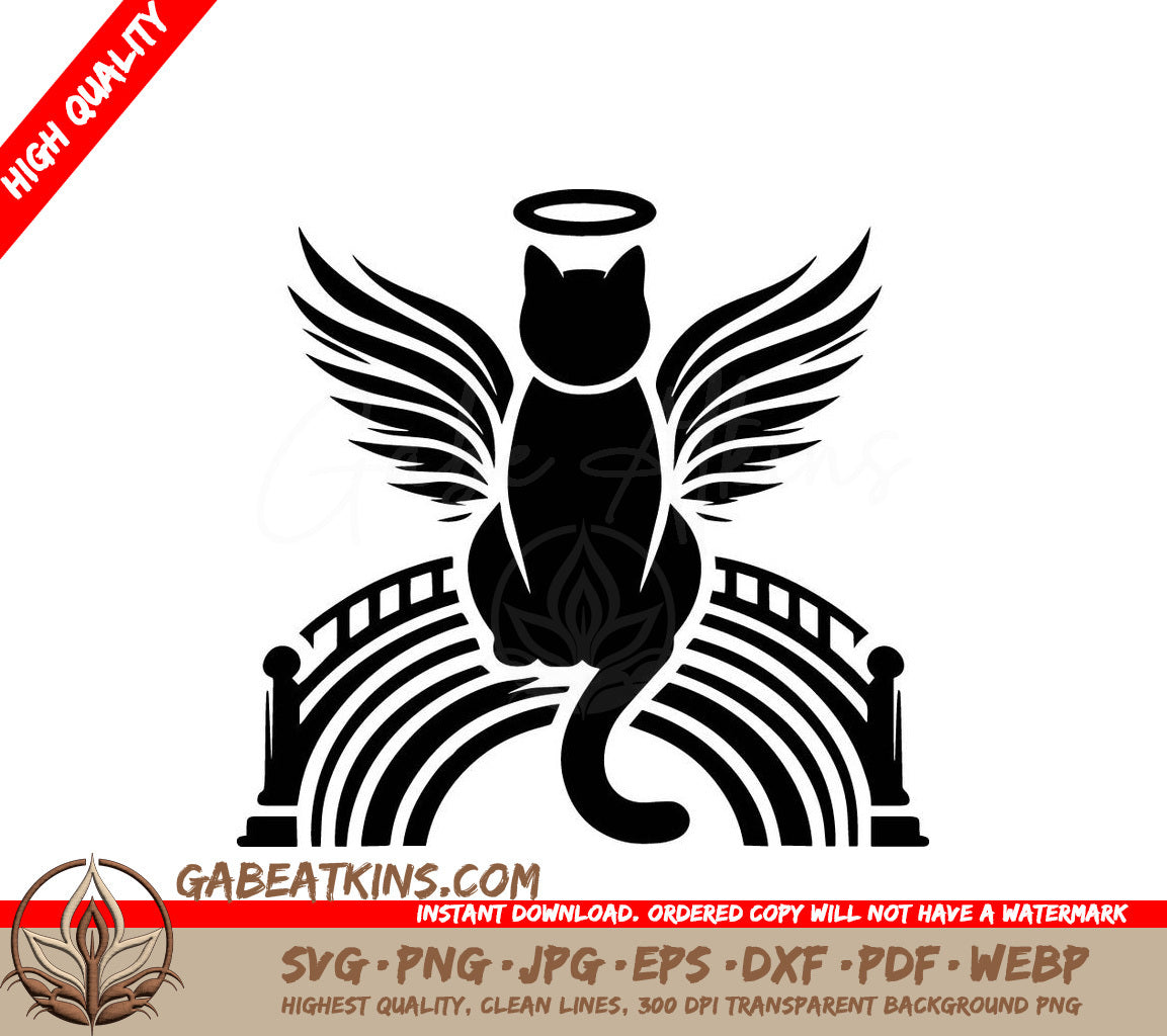  A Cat With Angel Wings And A Halo SVG - Rainbow Bridge Angel Cat SVG