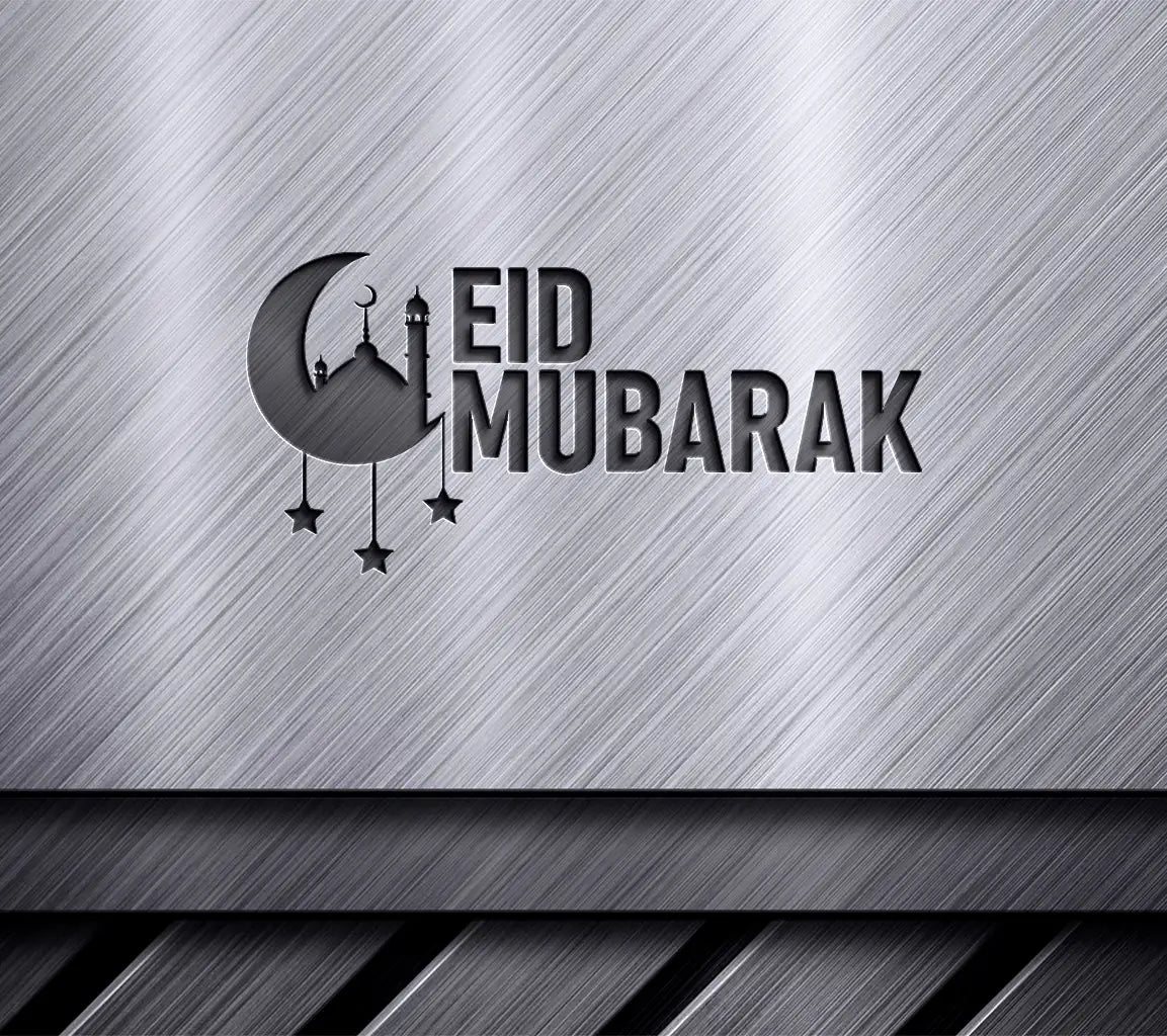 Eid Mubarak  Crescent Moon & Stars SVG Design SVG