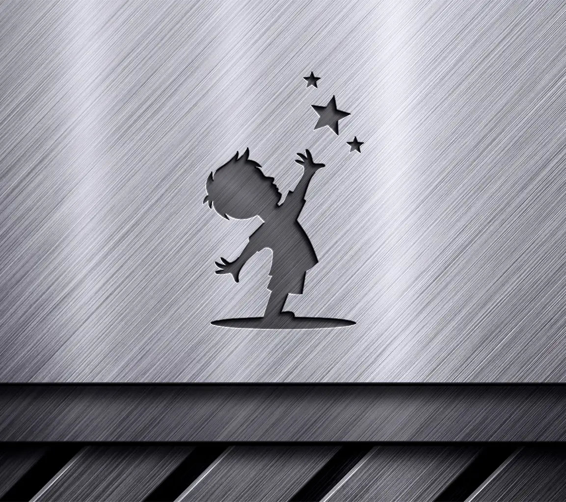 Reaching for the Stars Boy Silhouette SVG Design Template SVG