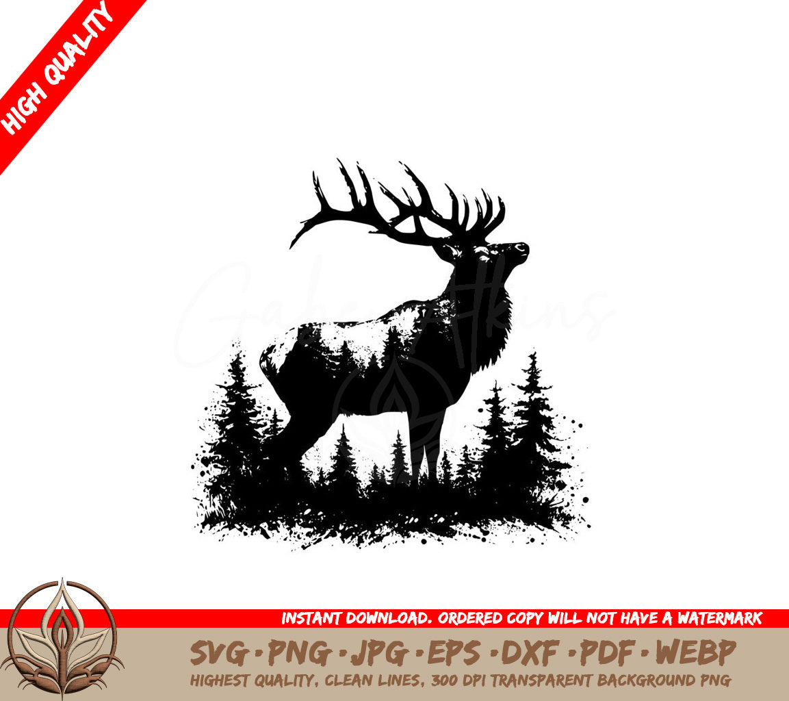 Regal Forest Elk SVG PNG JPG AI PDF DXF EPS and WebP Digital Download 
