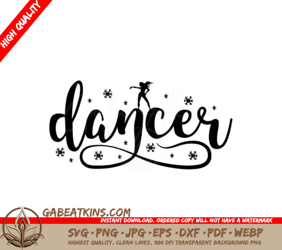 Word Dancer Silhouette with Snowflakes SVG - Reindeer Name SVG