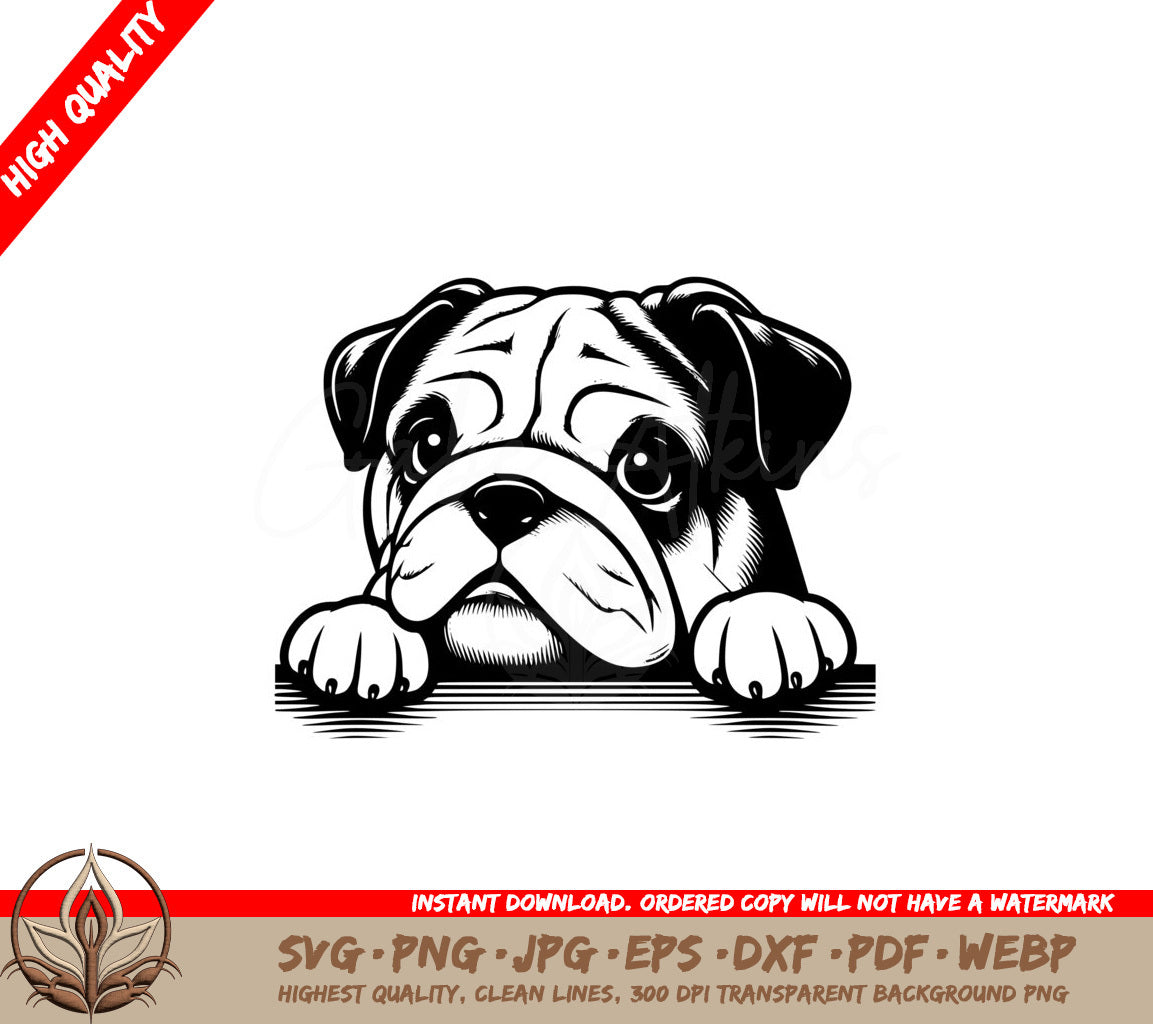 Relaxed Bulldog SVG Cut File Digital Download  
