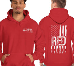 Remember Everyone Deployed Hoodie | We wear Red on Fridays to honor Al | Deployed Hoodie - Front and Back View