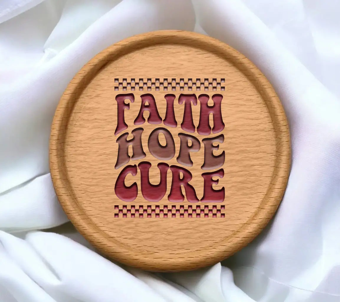 Retro Pink & White Faith Hope Cure SVG for Breast Cancer Awareness SVG