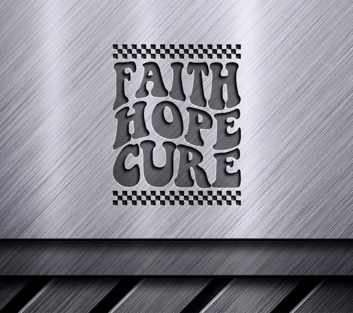 Retro Pink & White Faith Hope Cure SVG for Breast Cancer Awareness SVG