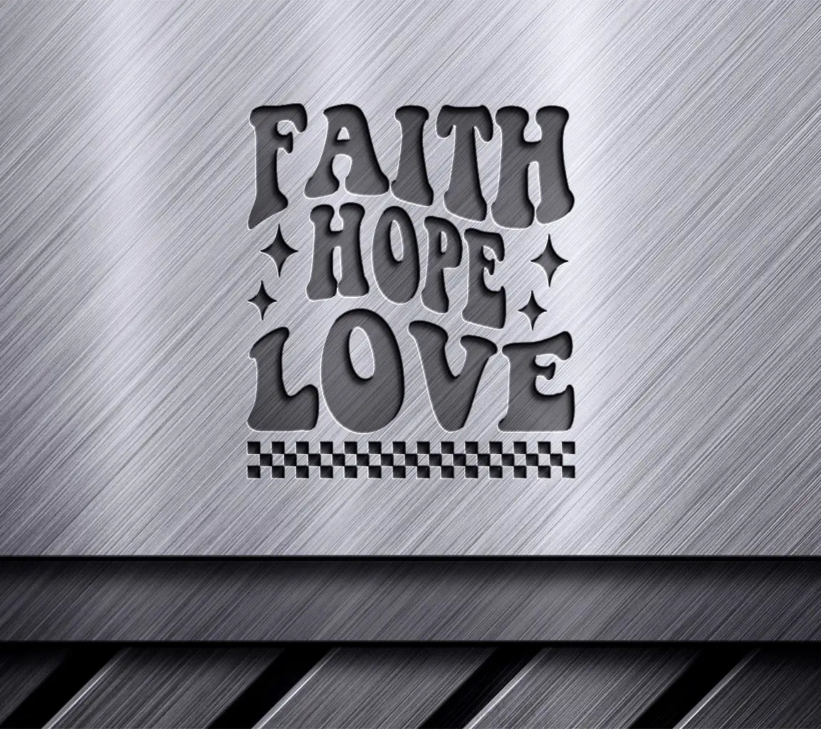 Retro Pink & White Faith Hope Love SVG for Breast Cancer Awareness SVG