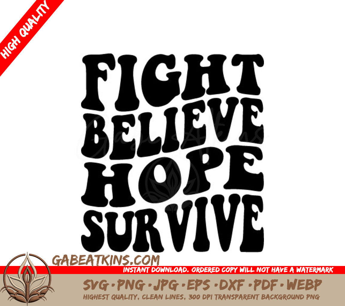 Retro Breast Cancer Awareness Fight Believe Hope Survive SVG SVG