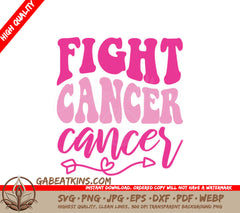 Retro Pink & White Fight Cancer SVG Design SVG