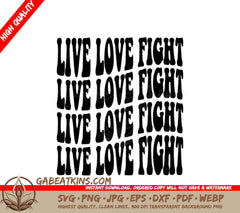 Retro Breast Cancer Awareness Live Love Fight SVG SVG