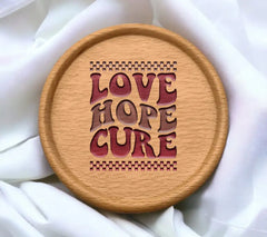 Retro Pink & White Love Hope Cure SVG for Breast Cancer Awareness SVG