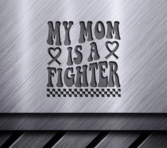 Retro Checkered My Mom Is A Fighter Breast Cancer Awareness SVG SVG