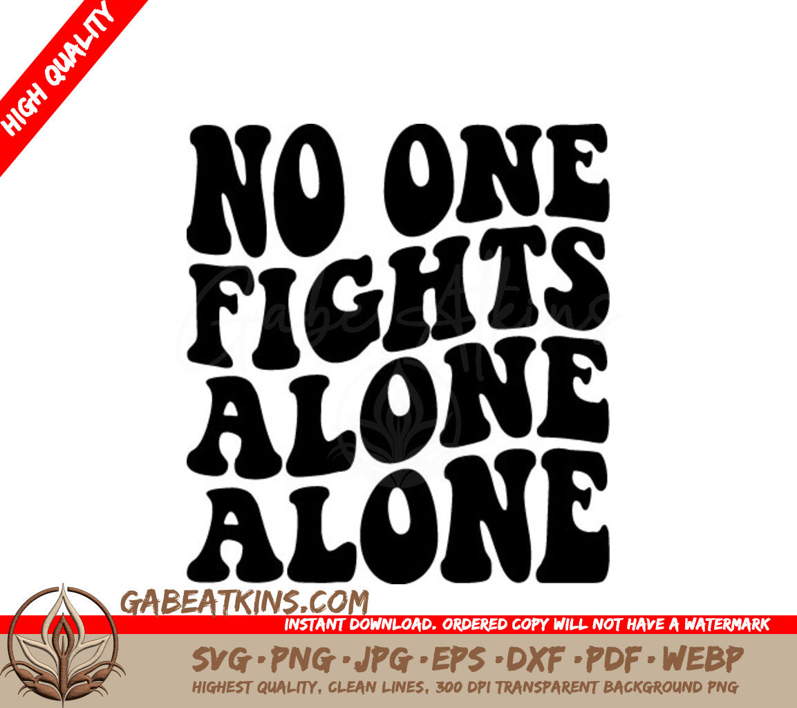 Retro Breast Cancer Awareness No One Fights Alone SVG Design SVG