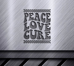 Retro Pink & White Peace Love Cure SVG for Breast Cancer Awareness SVG