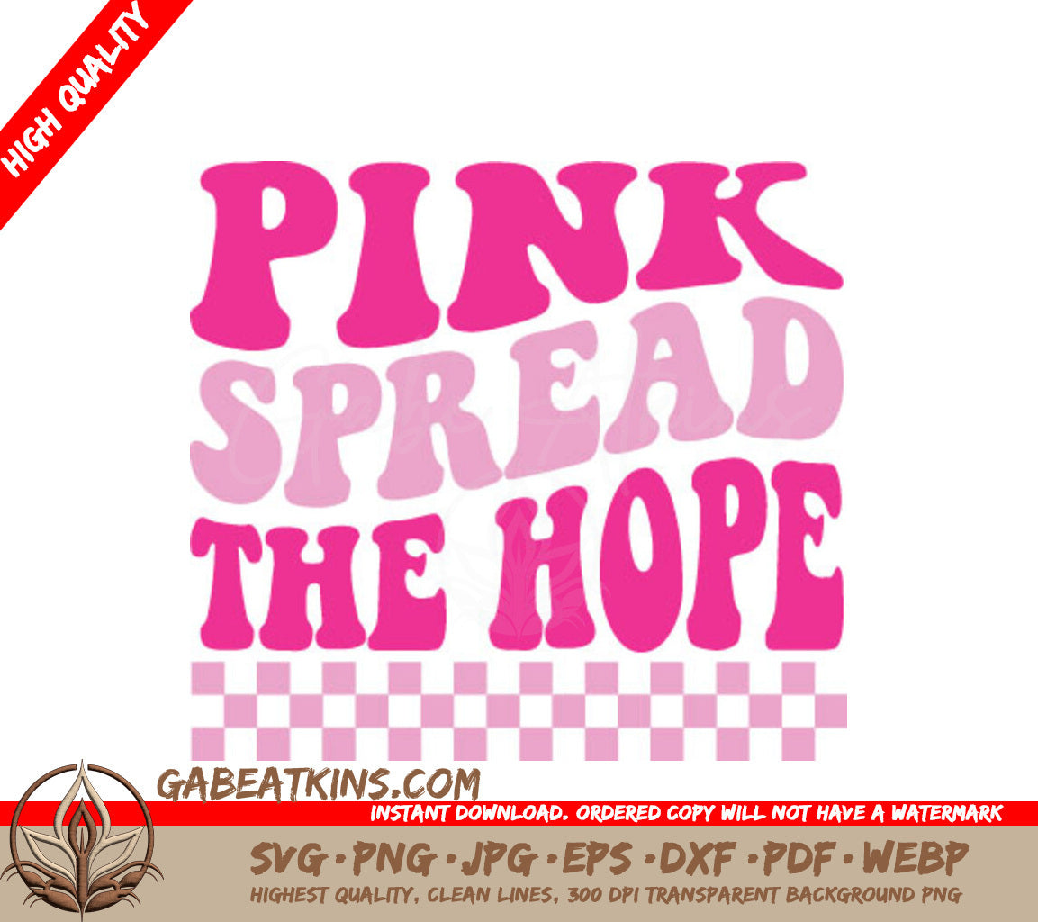 Pink Ribbon Hope SVG - Retro Breast Cancer Awareness Design SVG