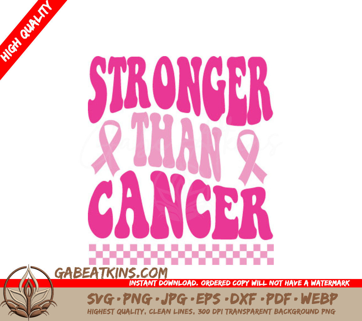 Pink Retro Stronger Than Cancer SVG Design SVG