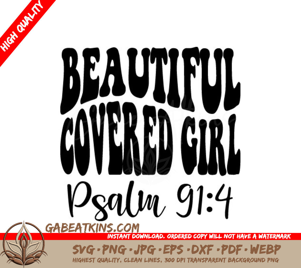 Retro Christian Covered Girl Psalm 914 SVG -  Image SVG