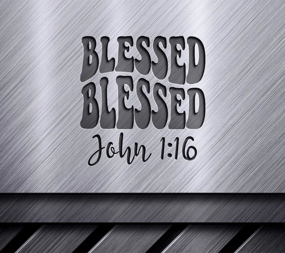 Retro Blessed SVG - White Background, Bible Verse, John SVG