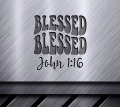 Retro Blessed SVG - White Background, Bible Verse, John SVG