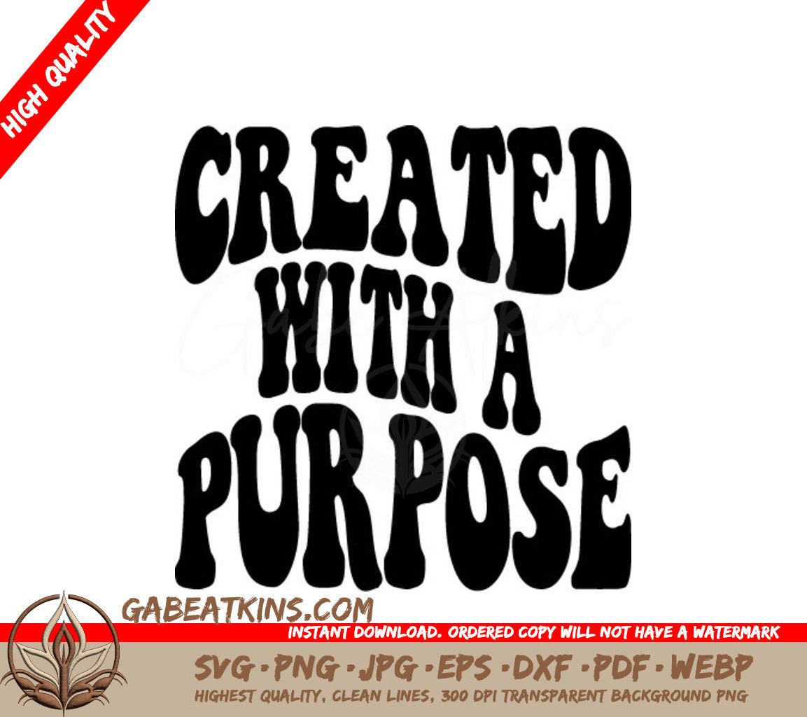 Retro Christian Created With A Purpose SVG Design () SVG