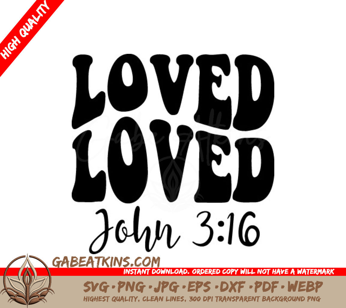 Loved John 316 Retro Christian SVG Design SVG