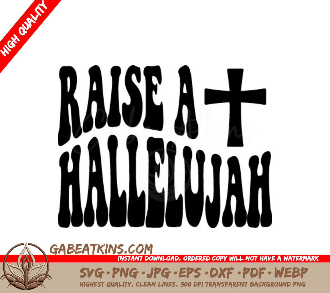 Retro Christian Raise A Hallelujah Cross Design SVG SVG